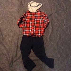 Carter’s Boys Hooded Flannel & Pants Set